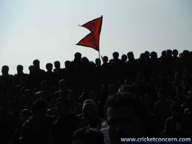 Local supporter with Nepal's National Flag. Semi-final Nepal v HK, Asian Cricket Council Twenty20 Cup